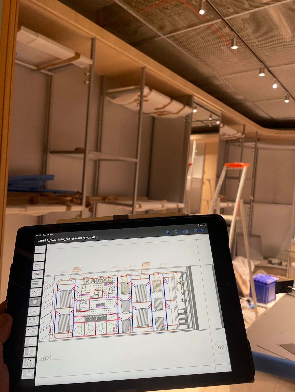 Arbejdstegning på iPad hos Rimowa